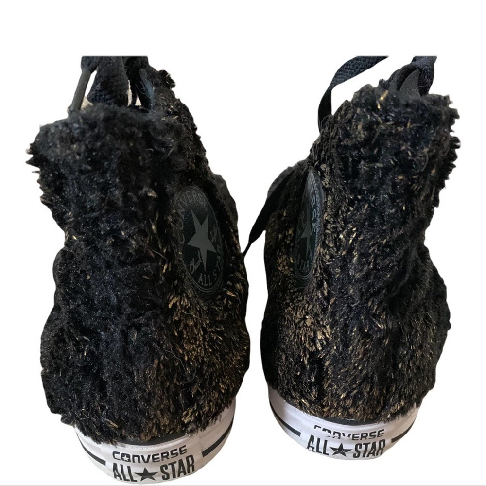Converse black and gold fur high tops size 10 - Picture 7 of 9